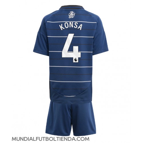 Camiseta Aston Villa Ezri Konsa #4 Tercera Equipación Replica 2024-25 para niños mangas cortas (+ Pantalones cortos)